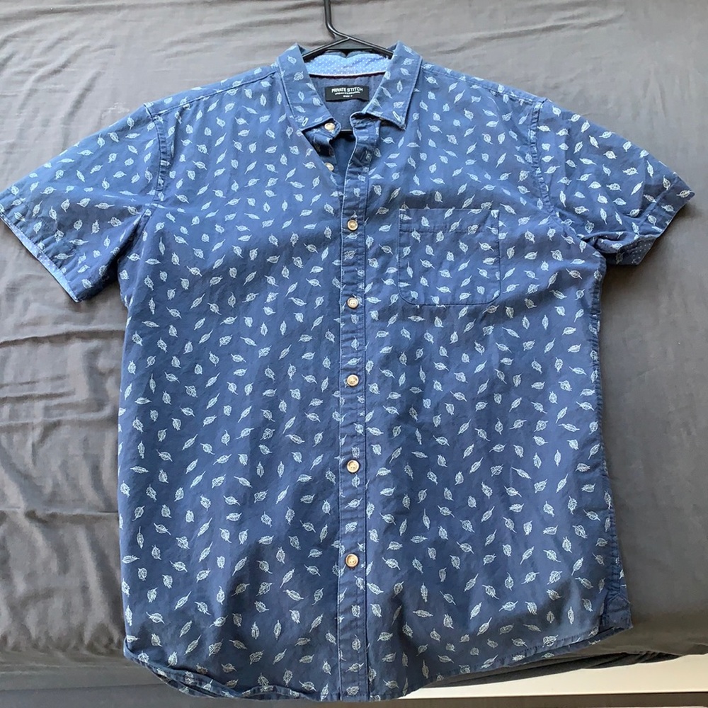 Blue Leaf Collared Shirt